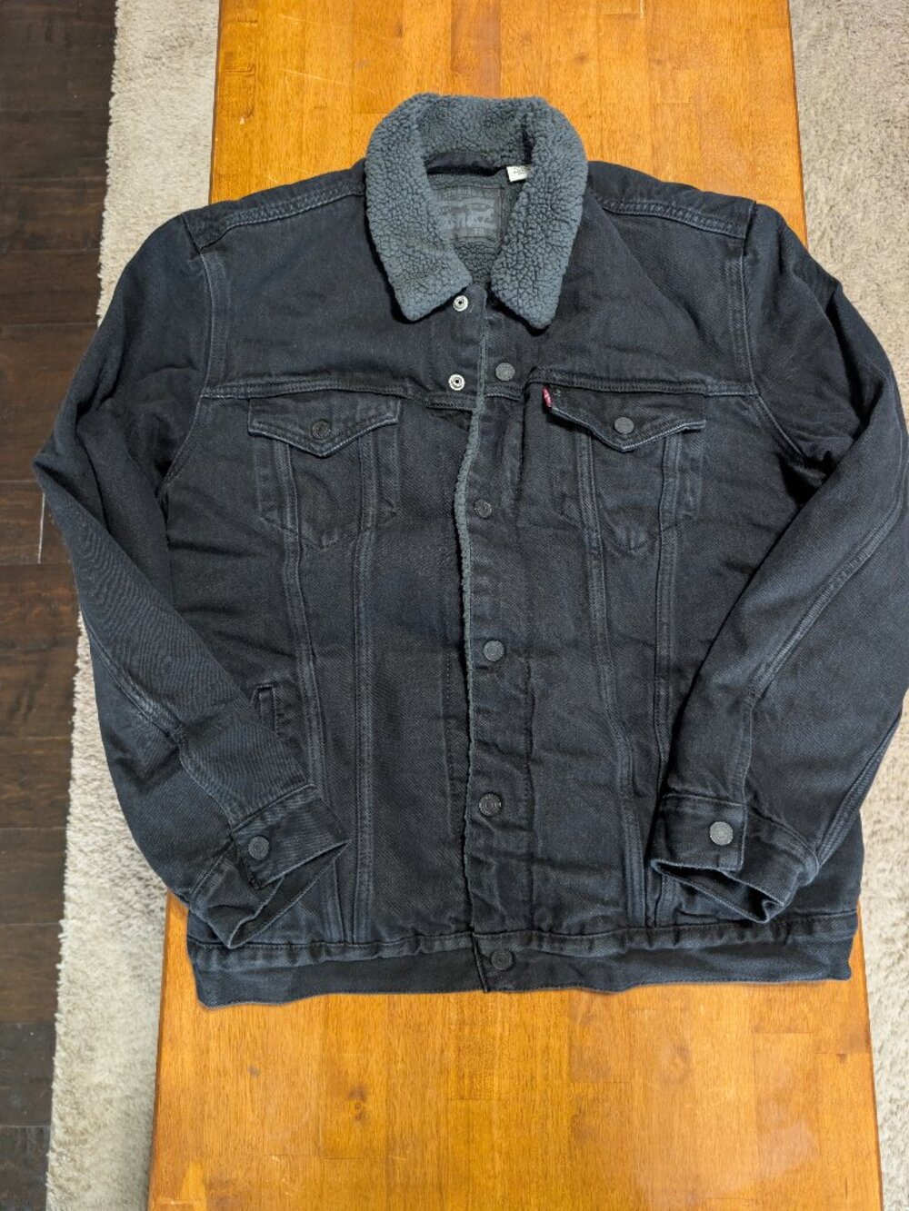 Levis Sherpa lined black denim jacket XXL
